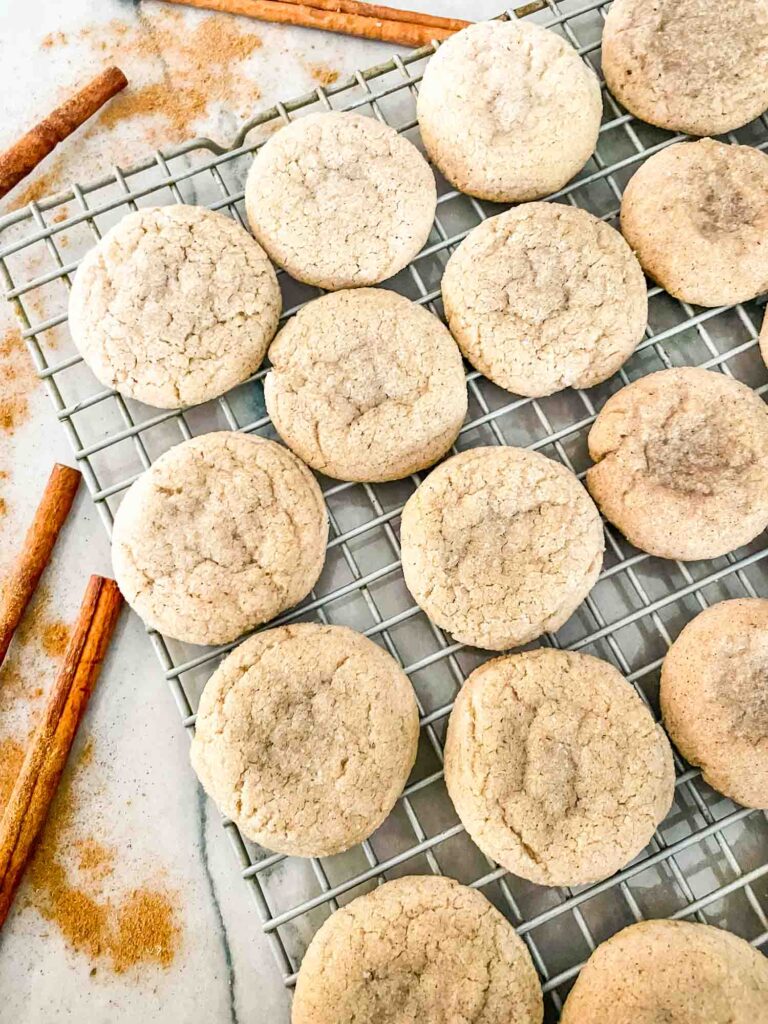 Chai Sugar Cookies on a cooling rack on a counter