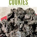 Pin of No Bake Lump of Coal Cookies in a pile with title at top