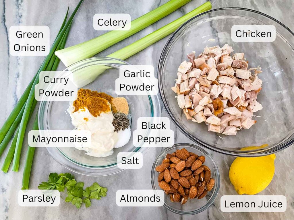 All ingredients on a counter and labeled