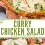 Long pin of Curry Chicken Salad with title