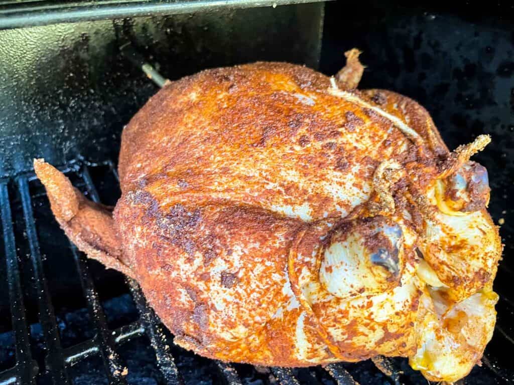The chicken in the smoker