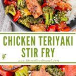 Long pin of Teriyaki Chicken Stir Fry with title in middle