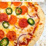 Pin of 30 Minute Homemade Pizza after cooking with title at top