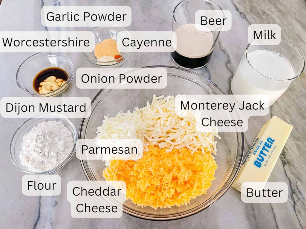 All ingredients labeled and sitting on a counter