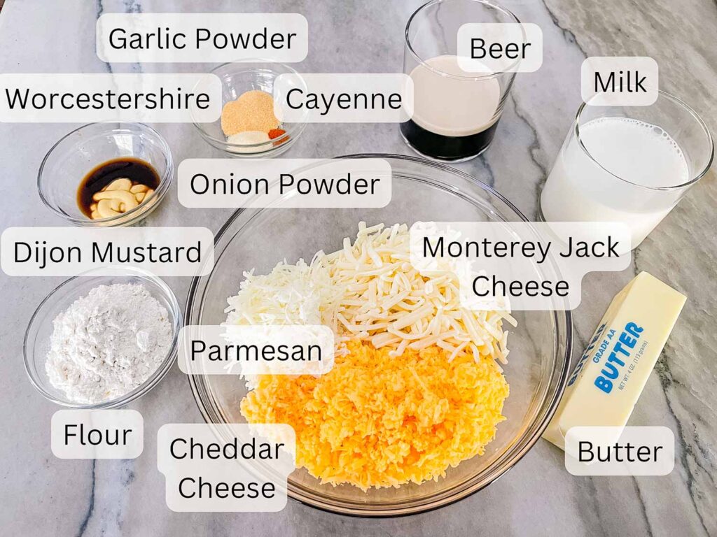 All ingredients labeled and sitting on a counter