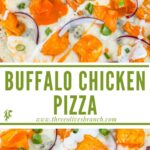 Long pin of Buffalo Chicken Pizza with title in middle