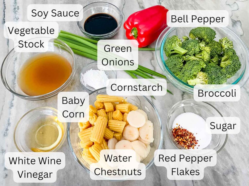 All ingredients sitting on a counter and labeled