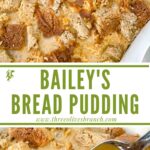 Long pin of Irish Cream Bread Pudding with title