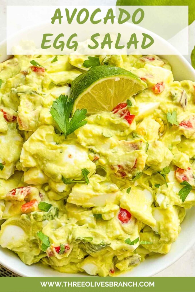 Pin of Avocado Egg Salad up close with title at top