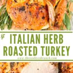 Long pin for Italian Herb Butter Roasted Turkey with title.