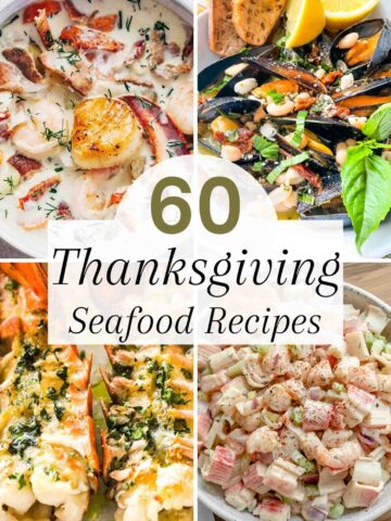 Pin of over 60 Thanksgiving Seafood Recipe ideas.