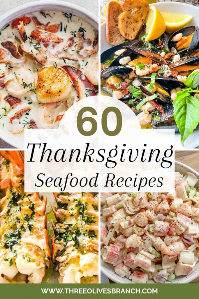 Pin of over 60 Thanksgiving Seafood Recipe ideas.