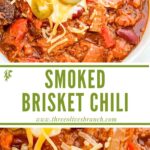 Long pin of Smoked Brisket Chili Recipe with title.