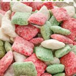 Pin of Holly Jolly Christmas Puppy Chow with title at top.