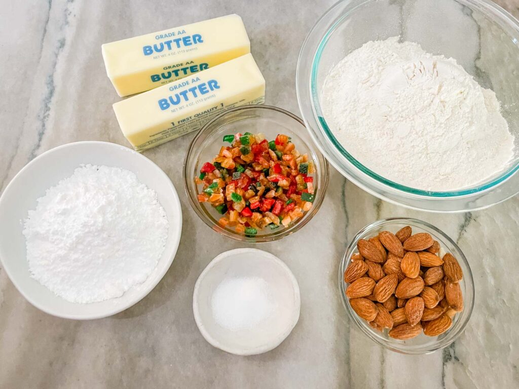 The ingredients sitting on a counter.