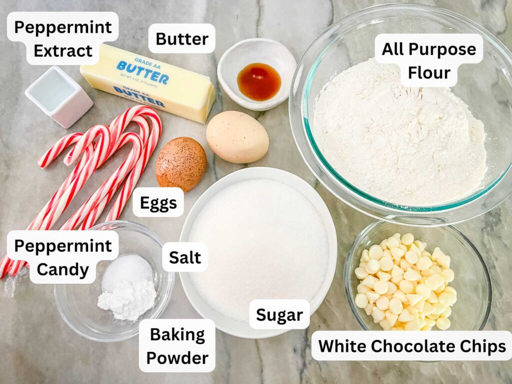 Labeled ingredients sitting on a counter.