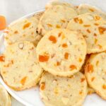 Short pin of Apricot Almond Shortbread Cookies with title at top.