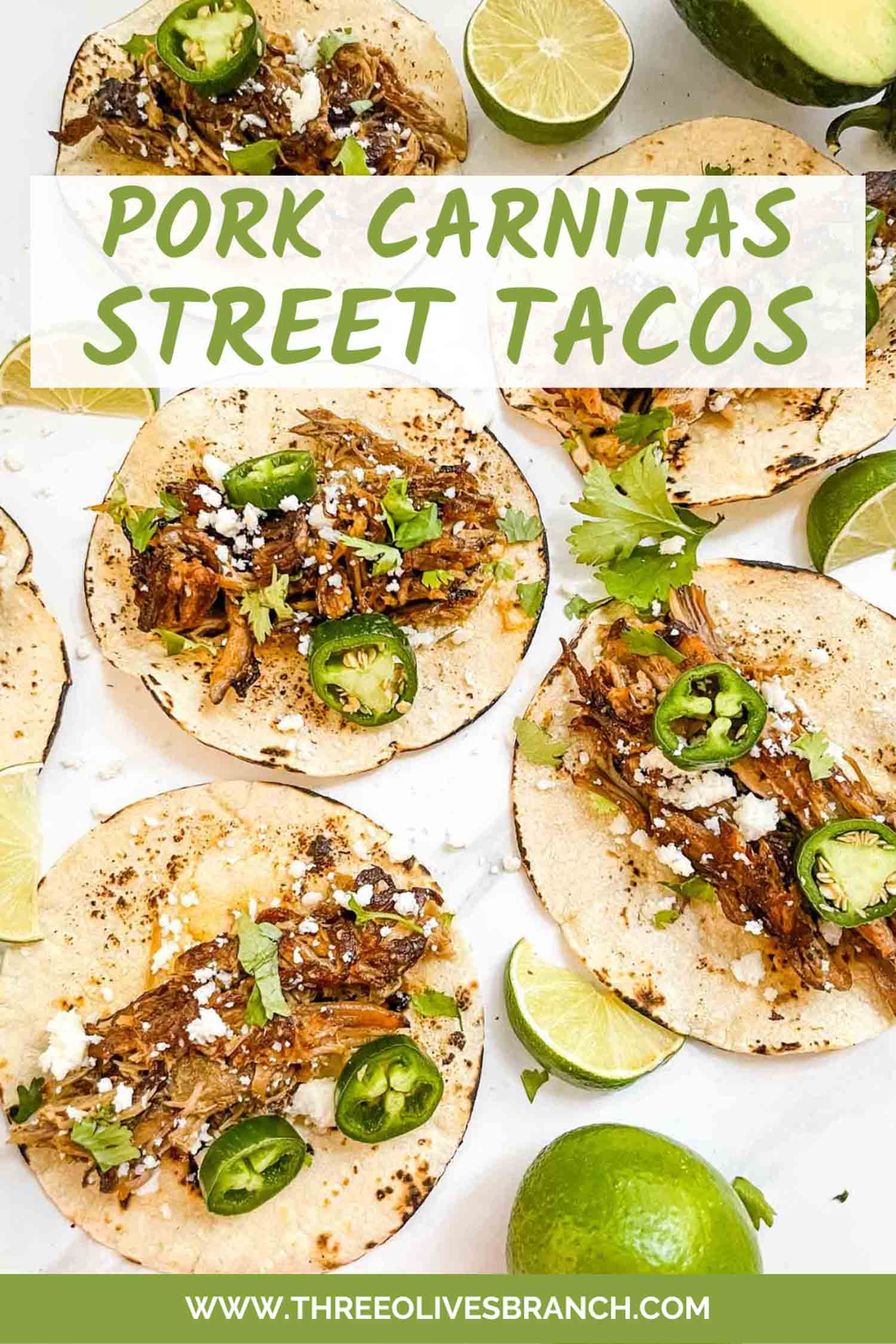 Pulled Pork Carnitas Street Tacos - Three Olives Branch