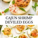 Pin of Cajun Shrimp Deviled Eggs.