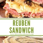 Long pin for Pastrami Reuben Sandwich Recipe with title.