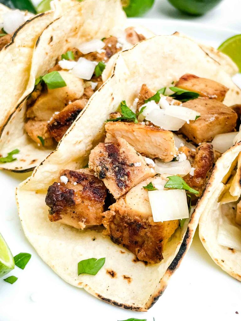 A close view inside a Chicken Street Taco.