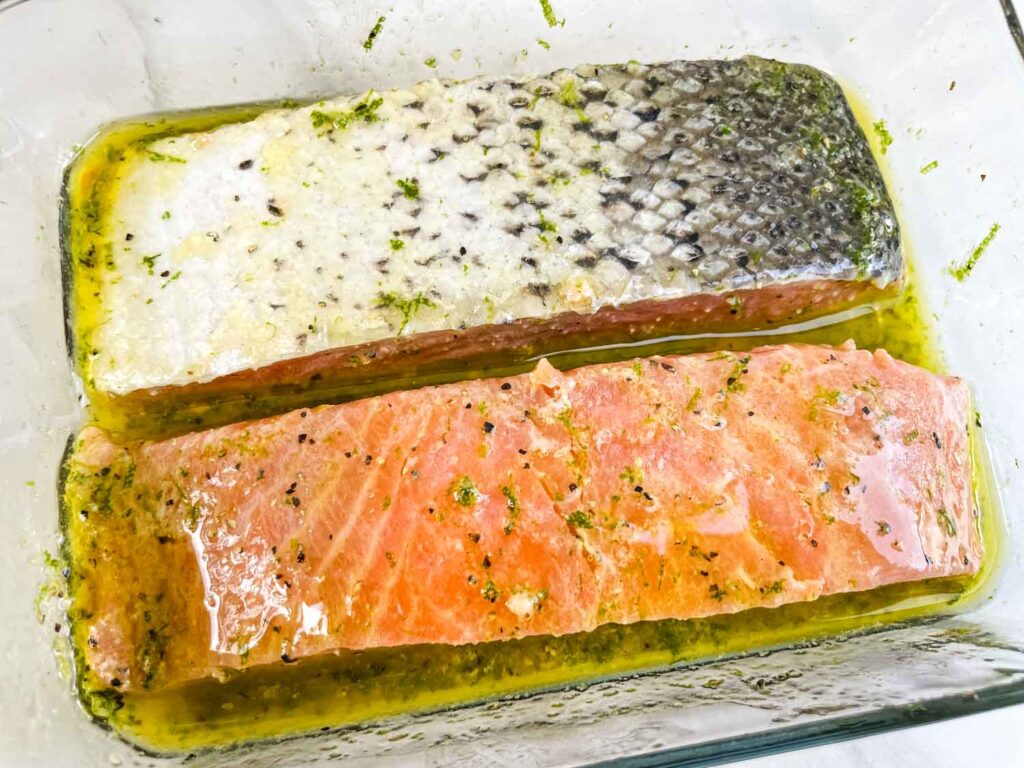 The fish marinating