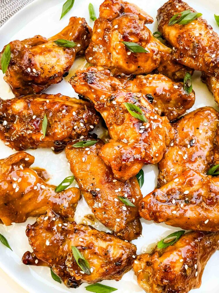 A close up view of Thai Chicken Wings recipe in a pile.