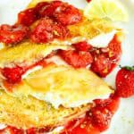 A close view of Lemon Strawberry Crepes.