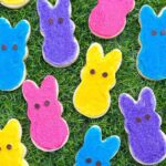 Pin of Peeps Bunny Easter Sugar Cookies with title at top.