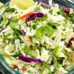 Pin of Cilantro Lime Coleslaw with title at top.