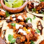 Pin for Southwest Chipotle Chicken Tacos close up picture.