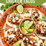 Pin for Southwest Chipotle Chicken Tacos in a tray.
