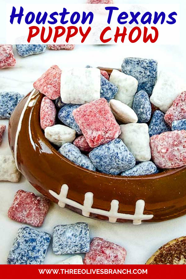 Pin for Houston Texans Puppy Chow with title.